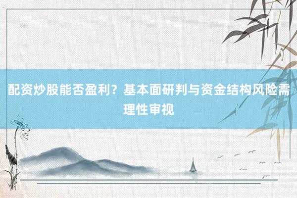 配资炒股能否盈利？基本面研判与资金结构风险需理性审视