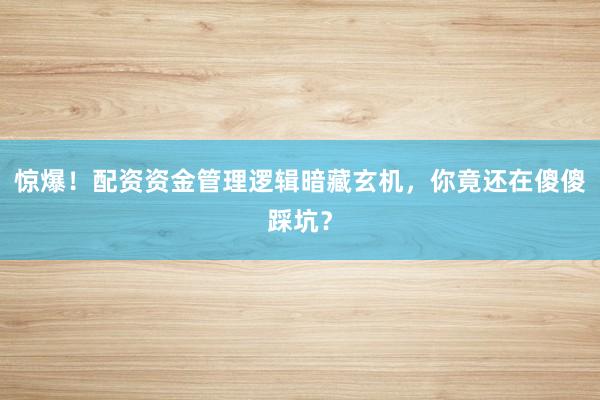 惊爆！配资资金管理逻辑暗藏玄机，你竟还在傻傻踩坑？