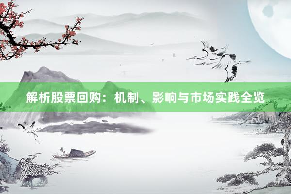 解析股票回购：机制、影响与市场实践全览