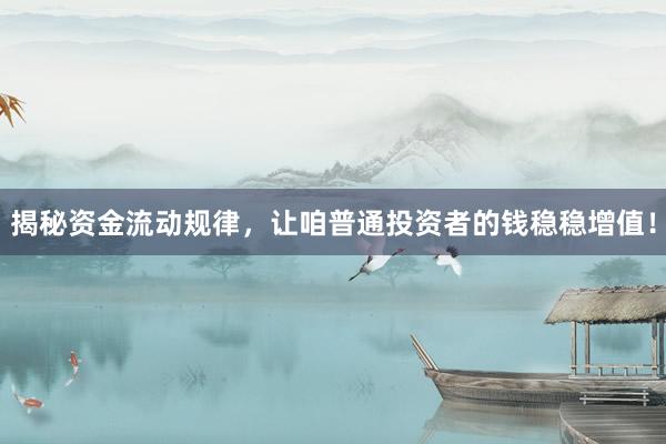 揭秘资金流动规律，让咱普通投资者的钱稳稳增值！