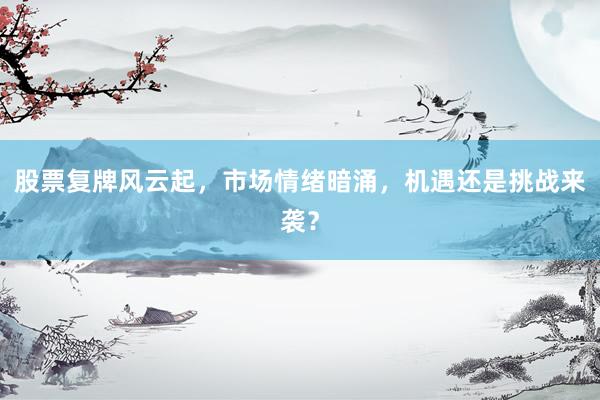 股票复牌风云起，市场情绪暗涌，机遇还是挑战来袭？