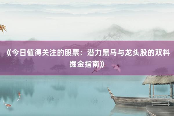 《今日值得关注的股票：潜力黑马与龙头股的双料掘金指南》
