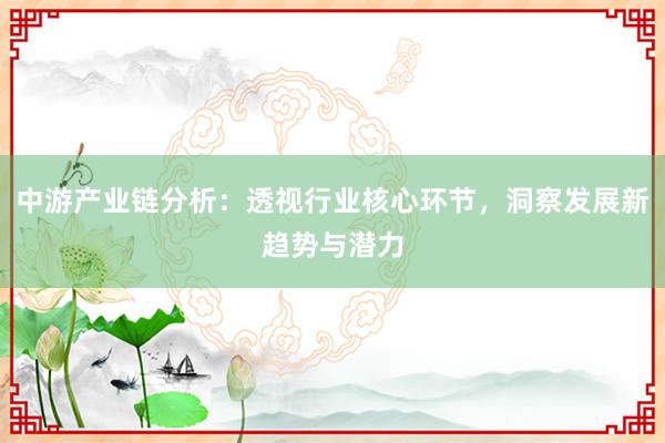 中游产业链分析：透视行业核心环节，洞察发展新趋势与潜力