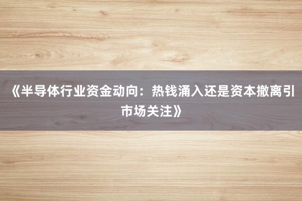 《半导体行业资金动向：热钱涌入还是资本撤离引市场关注》