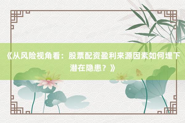 《从风险视角看：股票配资盈利来源因素如何埋下潜在隐患？》