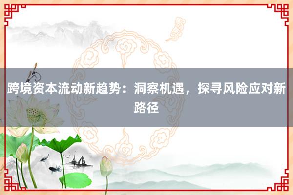 跨境资本流动新趋势：洞察机遇，探寻风险应对新路径