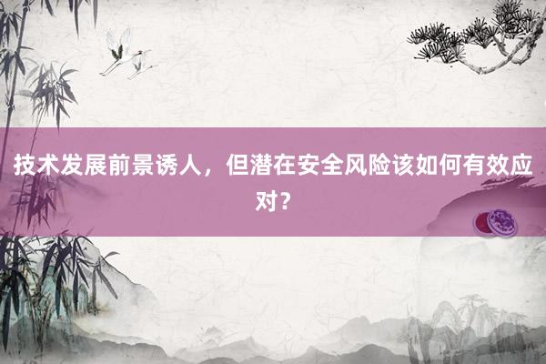 技术发展前景诱人，但潜在安全风险该如何有效应对？