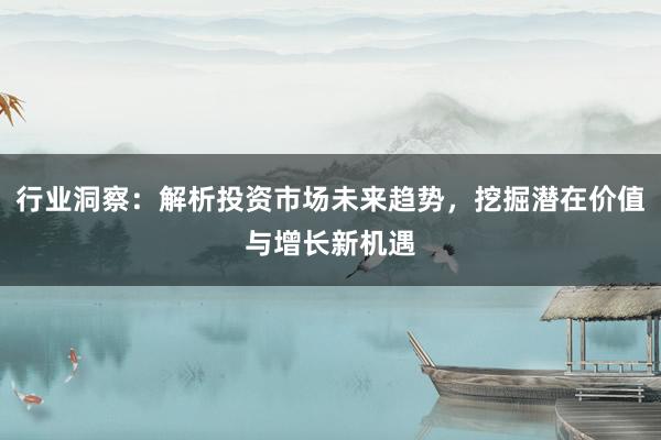 行业洞察：解析投资市场未来趋势，挖掘潜在价值与增长新机遇