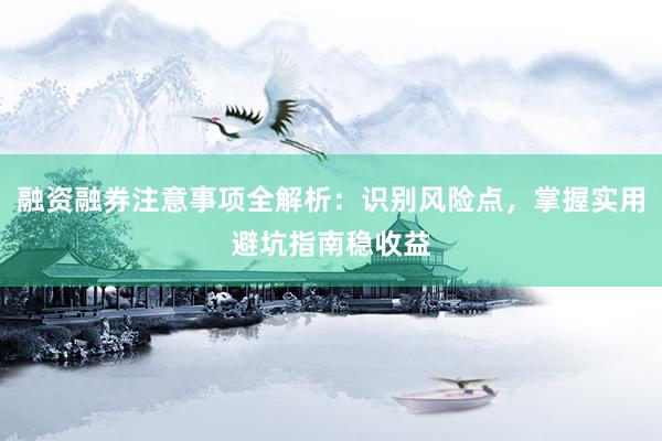 融资融券注意事项全解析：识别风险点，掌握实用避坑指南稳收益