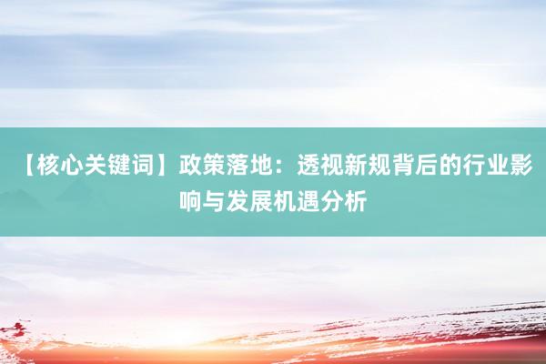 【核心关键词】政策落地：透视新规背后的行业影响与发展机遇分析